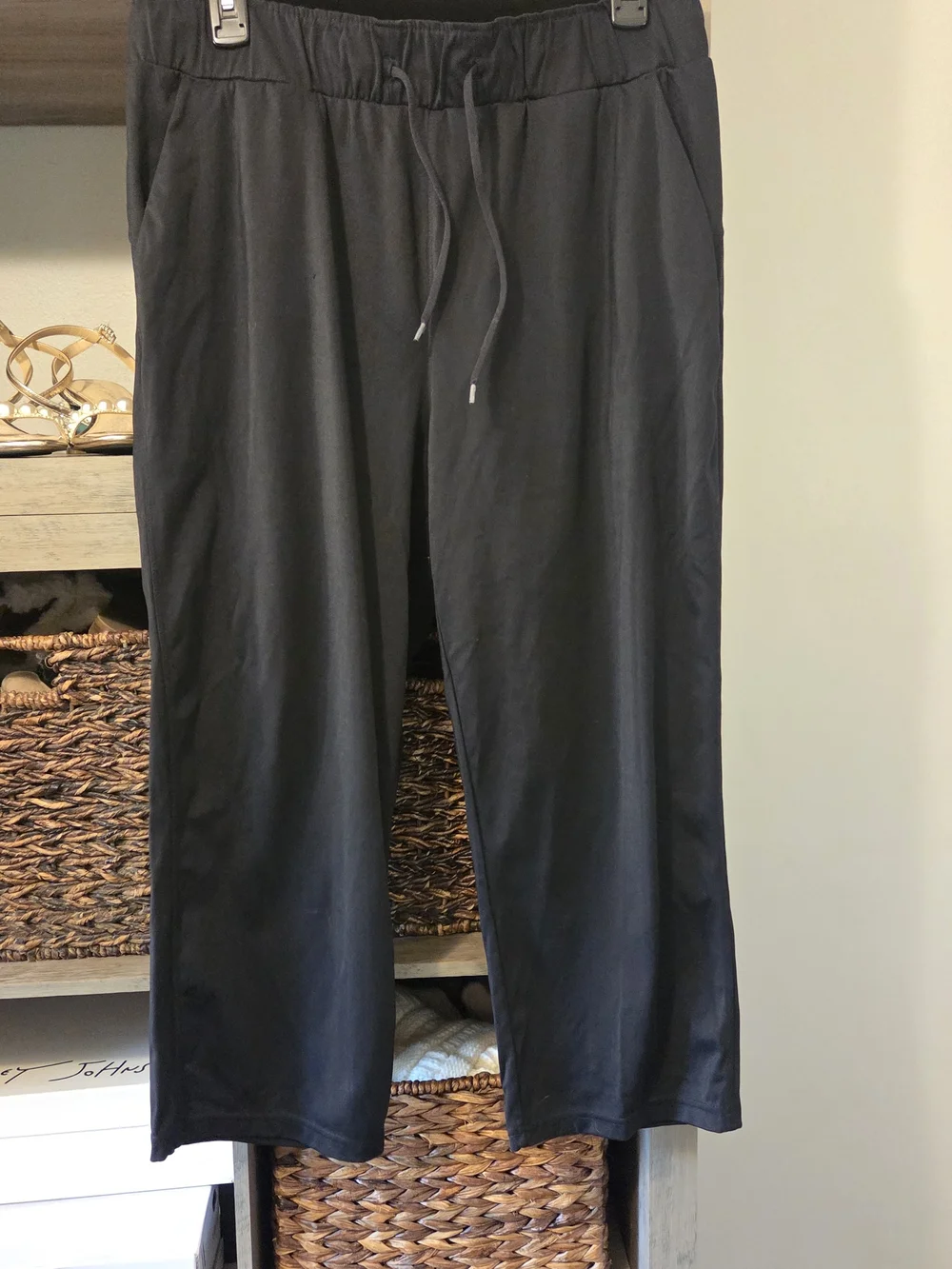 TWO PAIR OF Black & Lavender Women's Drawstring Track Pants - Picture 1 of 9